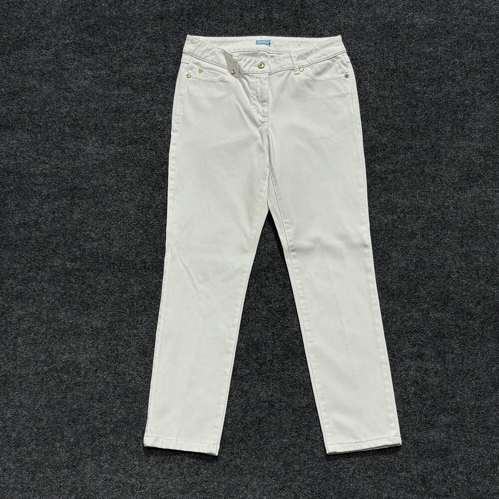 J McLaughlin Jeans Womens 8 White Mid Rise Slim Straight Stretch Denim Pants